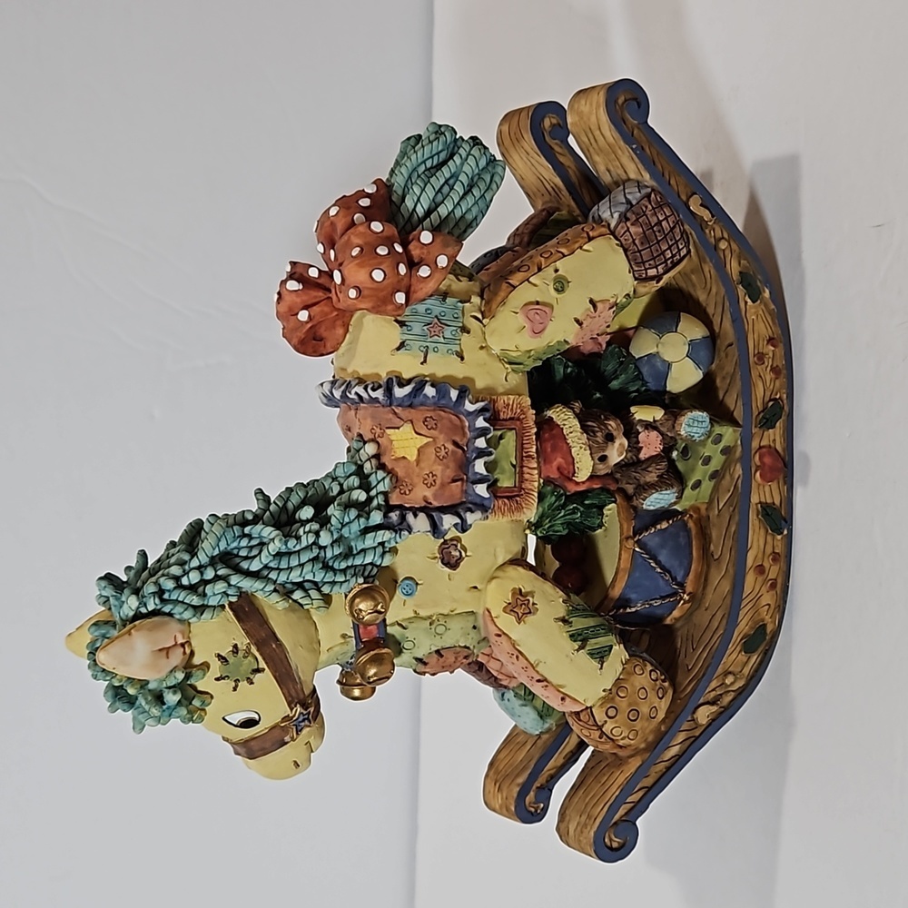 House of Lloyd VTG Christmas Around the World Patchwork Patch Pony Brown Blue - Picture 6 of 9